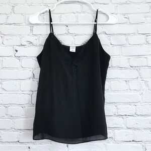 New Melrose and Market Black Cami Tank Lace Detail Adjustable Straps Size XS